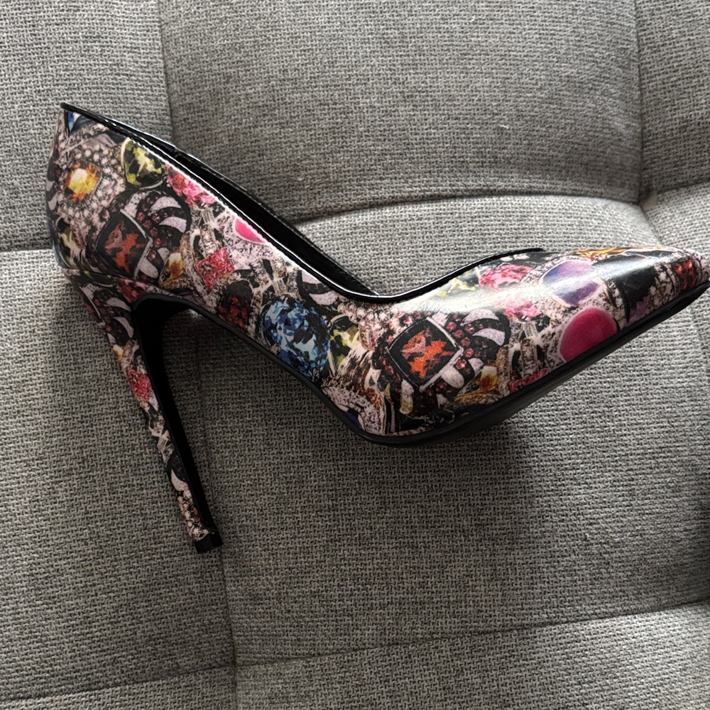 JustFab Colorful Gem Print Heels - Picture 2 of 3